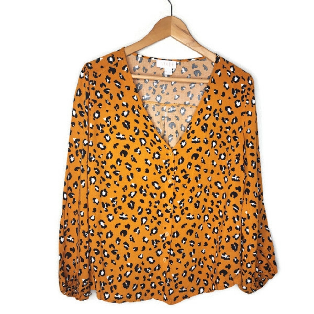 Vixbe Cheetah Print Top in Dark Orange and Black Size S